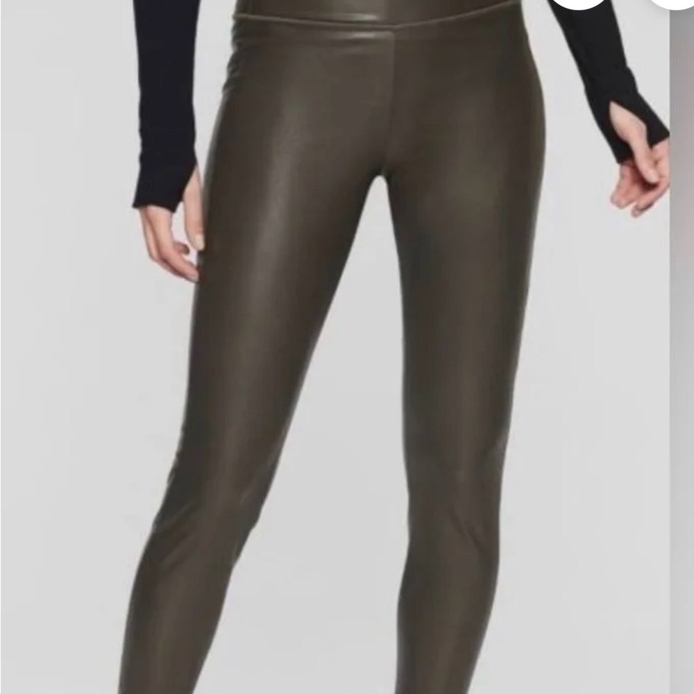 Gray Faux Leather High-Waisted Leggings Women’s Small